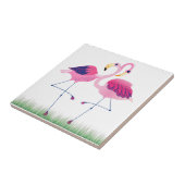 Carreau Flamants roses Roses Mignons Sur De L'Herbe Verte (Côté)