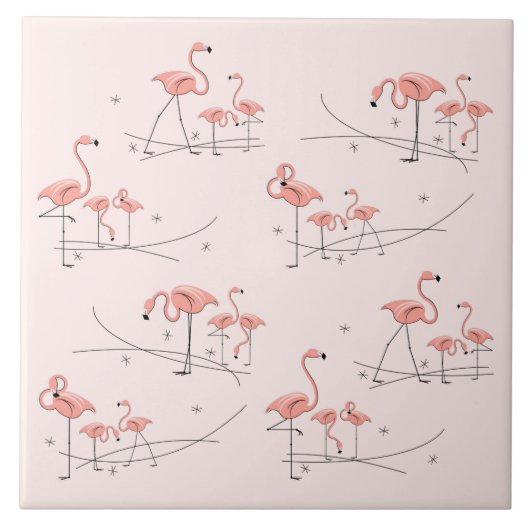 Carreau Flamants roses roses Multi-tuiles (Devant)