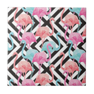 Carreau Flamants roses sur le Motif de conception en gras