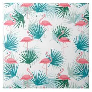 Carreau Flamants Tropicaux Feuilles de Palmier