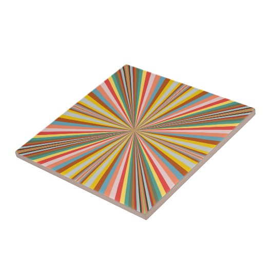 Carreau Flambée Colorée De Rayures Rétro (Côté)
