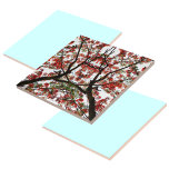 Carreau Flamboyant Royal Poinciana Tree<br><div class="desc">Le Flamboyant,  le Royal Poinciana ou le Flame,  avec ses fleurs tropicales orange et rouge qui s'élèvent jusqu'à un ciel bleu et des nuages blancs,  est l'inspiration de ce design unique et complexe. Il s'agit d'une conception de coordination sur 4. Cette image est une photo originale de JLW_PHOTOGRAPHY</div>