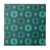 Carreau Flammes de neige de Noël rétro Turquoise (Devant)