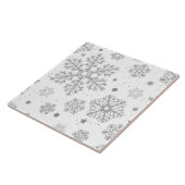 Carreau Flammes de neige en argent sur blanc (Côté)