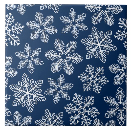 Carreau Flammes de neige sur bleu foncé (Devant)