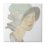 Carreau Flapper Fashion Sketch - Femme avec Casquette<br><div class="desc">Flapper Fashion Sketches I par June Erica Vess. | 139025D</div>