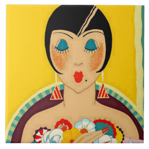 Carreau “Flappers et Fleurs” Art Déco par Jose Carlos