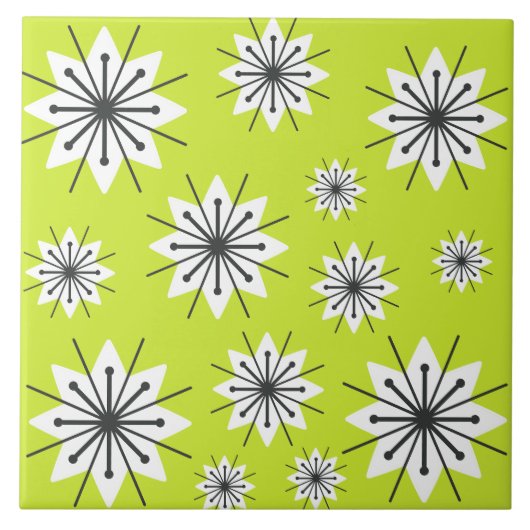 Carreau Flèches modernes du milieu du siècle Chartreuse (Devant)