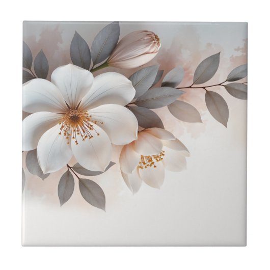 Carreau Fleur 3D White Blush (Devant)