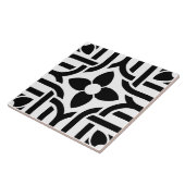 Carreau Fleur abstraite élégante noir et blanc (Côté)