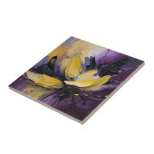 Carreau Fleur Abstraite violette et jaune (Côté)