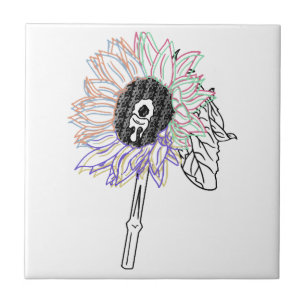 Carreau Fleur Arc-en-ciel Art Funky