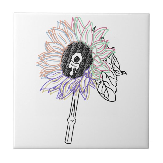 Carreau Fleur Arc-en-ciel Art Funky (Devant)