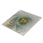 Carreau Fleur argentée dorée Fantastique Art fractal abstr (Côté)