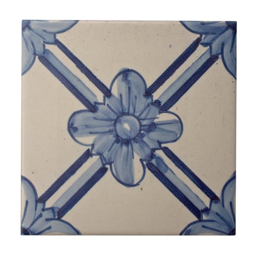 Carreau Fleur azulejos bleu portugais (Devant)