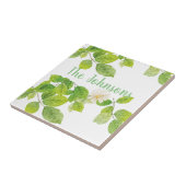 Carreau Fleur blanche et jardin Feuille vert (Côté)