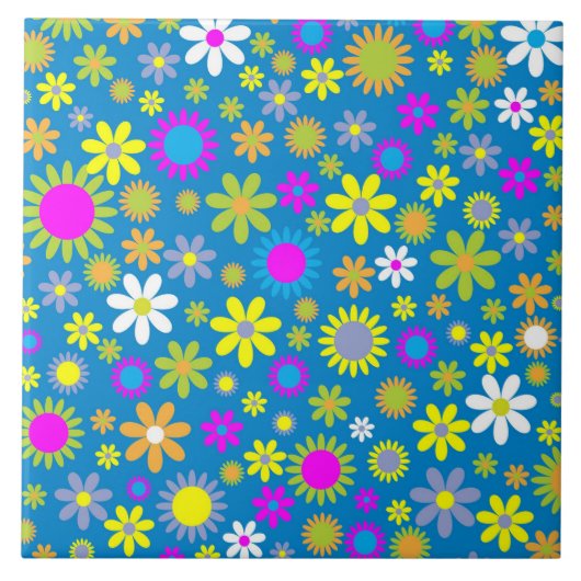 Carreau Fleur bleu profusion (Devant)