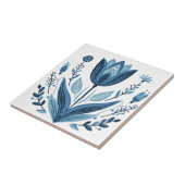 Carreau Fleur bleu rustique Art folklorique Art Botanique (Côté)