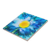 Carreau Fleur bleue dans les encres d'alcool (Côté)