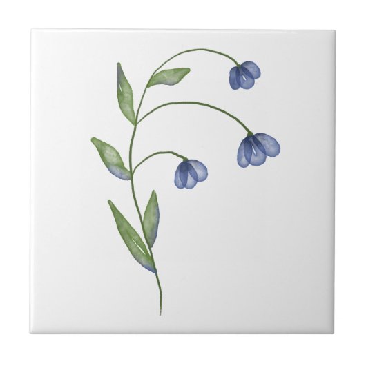 Carreau fleur bleue simple (Devant)
