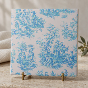 Carreau Fleur bleue turquoise vintage toile jouy monogramm