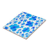 Carreau Fleur botanique en bleu foncé et blanc (Côté)