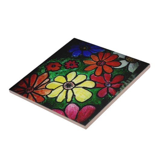 Carreau fleur colorée (Côté)