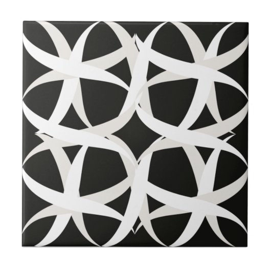 Carreau Fleur d'accent monochromatique noir et blanc (Devant)