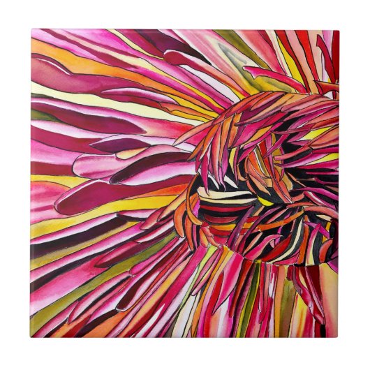 Carreau Fleur d'aquarelle Chrysanthemum (Devant)