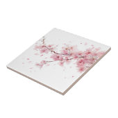 Carreau Fleur d'aquarelle de sakura de cerisier rose (Côté)