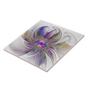 Carreau Fleur d'art fractal abstrait énergique et coloré (Côté)
