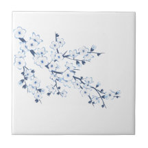 Fleur de cerisier bleu blanc