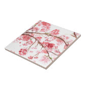 Carreau Fleur de cerisier rose aquarelle rustique (Côté)