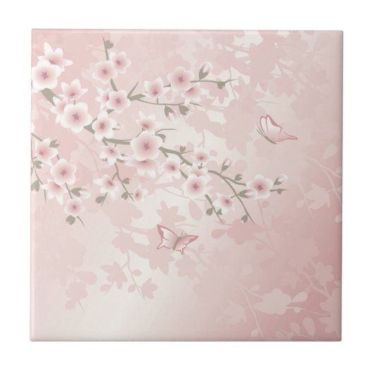 Carreau Fleur de cerisier rose pâle vintage (Devant)