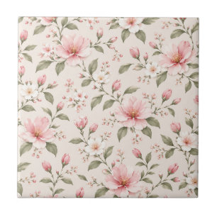 Carreau Fleur de cerisier rose tendre motif floral sans co