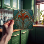 Carreau Fleur de Crimson Art Nouveau