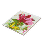 Carreau Fleur de ketmie - peinture d'aquarelle (Côté)