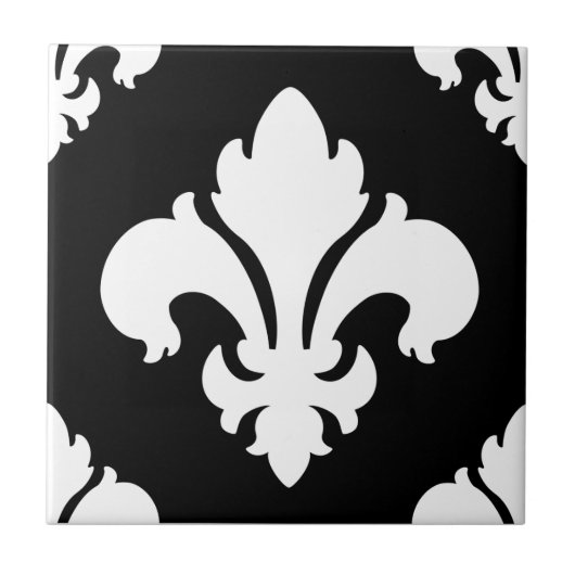 Carreau Fleur De Lis 2 noir et blanc (Devant)