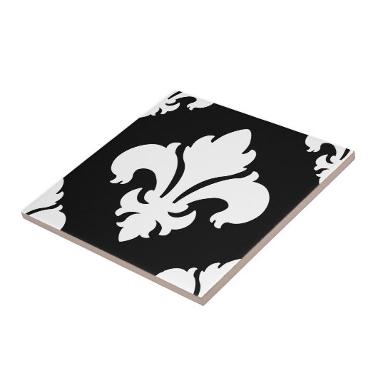 Carreau Fleur De Lis 2 noir et blanc (Côté)