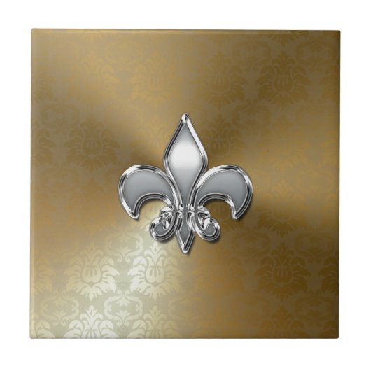 Carreau Fleur-De-Lis Argent sur Damas Or (Devant)