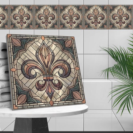 Carreau Fleur-de-lis - Art de la mosaïque de verre