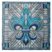 Carreau Fleur-de-lis - Art de la mosaïque de verre (Devant)