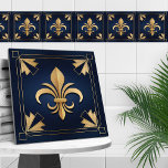 Carreau Fleur-De-Lis - Art Déco - Bleu et or<br><div class="desc">Fleur-De-Lis - Art Déco - Bleu et or</div>