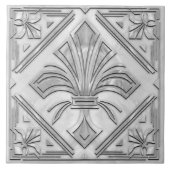 Carreau Fleur de lis Art déco - perle de marbre blanc (Devant)