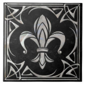 Carreau Fleur-De-Lis - Art Nouveau -Marbre noir et perle (Devant)