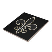 Carreau Fleur de Lis Black avec le blanc et l'or (Côté)