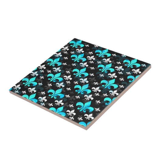 Carreau Fleur De Lis Blanc Bleu (Côté)