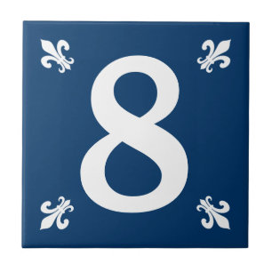 Carreau Fleur de lis bleu et blanc Numéro de la maison tu