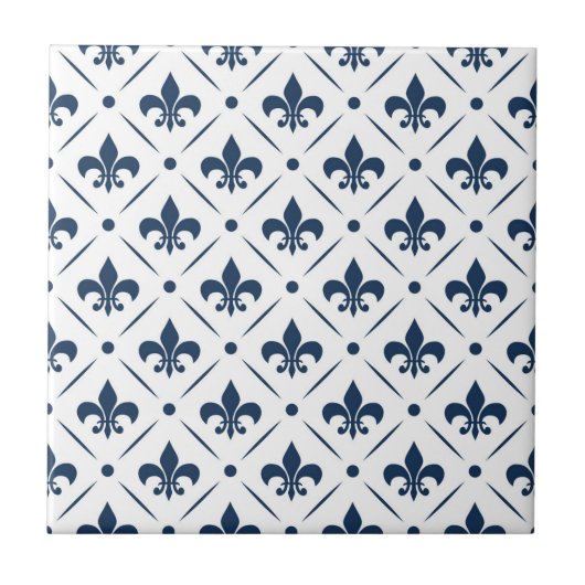 Carreau Fleur De Lis bleu foncé motif sur arrière - plan b (Devant)