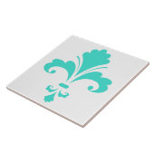 Carreau Fleur de lis bleu turquoise (Côté)